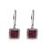 Square Ruby Dangling Hoop Earrings with Diamond Halo in 18k White Gold