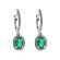 Diamond and Emerald Dangling Hoop Earrings in 18k White Gold