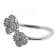 Bypass Right Hand Fashion Ring with Clover Designs of Diamonds Surrounded by Beaded Milgrain in 18K White Gold