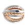 Two Toned Crossover Style Ring with Diamonds Set in 18K White Gold and Rope Design in 18K Rose Gold