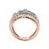 Two Tone 5 Row Cocktail Statement Ring with Prong Set Diamonds in 18K White and Rose Gold