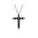 Cross Pendant with Double Row Prong Set Diamond Rounds in 18k White Gold