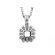 Square Solitaire Pendant with Halo of Round Diamonds Set in 18k White Gold