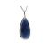Drop Shaped Blue Sapphire Polki Pendant with Halo of Diamonds Set in 14k White Gold