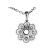 Solitaire Pendant with a Flower Design of Diamond Rounds Traced by Beaded Milgrain and Set in 18k White Gold