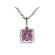 Square Ruby Pendant with Single Diamond Halo Set in 18K White Gold