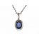 Sapphire Oval Pendant with Diamond Halo in 18K White Gold