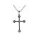 Cross Pendant with Clover Shaped Tips of Bezel Set Diamond Rounds Connected by Beaded Milgrain in 18k White Gold