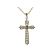 Two Tone Cross Pendant with Diamond Rounds Set in 18k White Gold Bordered by Solid 18K Yellow Gold