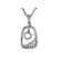 Halo Style Pendant with Inner Border of Beaded Milgrain Between Round and Baguette Diamonds Set in 18k White Gold