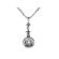 Round Solitaire Dangling Pendant with Diamond Rounds and a Double Border of Beaded Milgrain in 18k White Gold