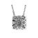 Square Pendant with Cluster of Round Diamonds Bordered by Halo of Round Diamonds in 18k White Gold