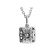 Square Pendant with Prong Set Cluster of Diamonds Surrounded by Halo in 18k White Gold