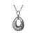Drop Shape Graduated Pendant with Double Row of Diamond Rounds Set in 18k White Gold