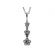 Graduated Dangling Triple Flower Pendant with Diamond Rounds Set in 18k White Gold