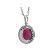 Solitaire Ruby Oval Pendant with Diamond Halo Set in 18K White Gold