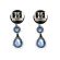 Drop Sapphire Dangling Earrings with Diamond Halos in 18k White Gold