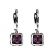 Square Ruby Dangling Hoop Earrings with Diamond Halo in 18k White Gold