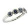 5 Stone Sapphire Ring with Diamond Halos Around Each in 18K White Gold