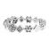 Milgrain Decorated Eternity Band with Round Diamonds in Clusters and Squares of 18k White Gold