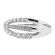 Split Shank Crossover Ring with Overlapping Larger and Smaller Diamonds Set in 18K White Gold