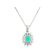 Solitaire Oval Emerald Pendant Surrounded by Diamond Rounds Set in 18K White Gold with Yellow Gold Prongs