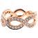 Twist Style Right Hand Fashion Ring with Rows of Diamonds Bordered by Beaded Milgrain in 18K Rose Gold