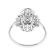 Oval Shaped Statement Ring with Rows of Diamonds Surrounded by Beaded Milgrain in 18K White Gold