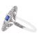 Vintage Inspired Statement Sapphire Ring with Diamond Rounds and Beaded Milgrain Set in 18K White Gold
