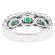 3 Stone Channel Set Emerald Right Hand Fashion Ring with Bezel Set Diamond Rounds in 18K White Gold