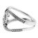 Double Heart Bypass Style Ring Connected by Single Diamond Center in 18K White Gold