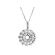 Round Pendant with Decorative Beaded Milgrain in a Flower Design and Diamond Rounds Set in 18k White Gold