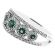 5 Stone Emerald Split Shank Ring with Diamond Halos and Diamonds Along Border in 18K White Gold