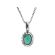 Solitaire Oval Emerald Pendant with Diamond Halo Set in 18K White Gold