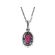 Solitaire Ruby Pendant with a Graduating Halo of Diamond Rounds in 18K White Gold
