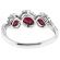 3 Stone Ruby Twist Ring with Diamond Rounds Set in 18K White Gold
