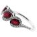 3 Stone Ruby Twist Ring with Diamond Rounds Set in 18K White Gold