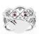 Right Hand Fashion Ring with Rubies Surrounded by Beaded Milgrain and Diamond Rounds in 18K White Gold