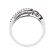 Curvy Right Hand Fashion Ring with Rubies and Bordering Diamond Rounds Set in 18K White Gold