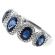 5 Stone Sapphire Ring with Diamond Halos on Each in 18K White Gold