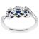 3 Stone Sapphire Twist Ring Surrounded by Diamond Rounds in 18K White Gold