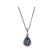 Drop Shaped Sapphire Pendant with Graduated Halo of Diamond Rounds Set in 18K White Gold