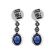 Dangling Sapphire Earrings with Prong Set Diamond Halos and Bezel Set Diamond Rounds in 18K White Gold