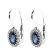Oval Sapphire Dangling Hook Back Earrings with Diamond Halo in 18K White Gold
