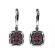 Ruby Dangling Earrings with Diamond Rounds Going Down Post and Bordered w/ Beaded Milgrain in 18K White Gold