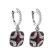 Ruby Dangling Earrings with Diamond Rounds Going Down Post and Bordered w/ Beaded Milgrain in 18K White Gold