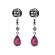 Drop Shaped Ruby Dangling Earrings with Diamond Halo in 18K White Gold