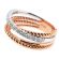 Two Tone Crossover Fashion Ring with a Row of Diamond Rounds Set in 18K White Gold Overlapping 18K Rose Gold in Solid and Rope Design