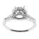 Round Halo Semi-Mount Triple Side Engagement Ring with Beaded Milgrain Design and Diamonds Set in 18k White Gold