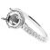 Semi Mount Engagement Ring with Round Halo and Preset Diamonds in 18k White Gold
